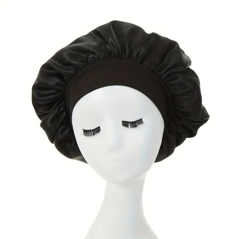 Black Satin Hair Bonnet hair cap sleep hair protector